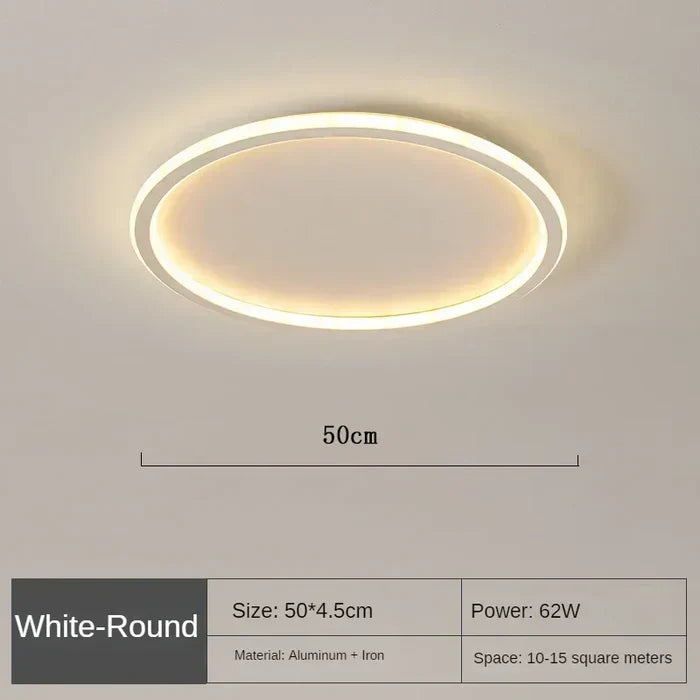 Runde LED-Deckenleuchte, weiß, 50cm, 62W, Aluminium, für 10-15m² Räume.