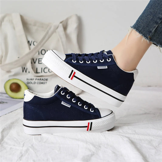 Snygga damsneakers i canvas med platåsula - Leonie