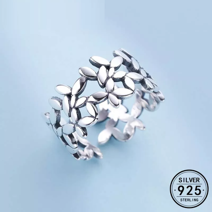 Silberring 925 Sterling, florales Design, Damenring, eleganter Schmuck, Geschenkidee