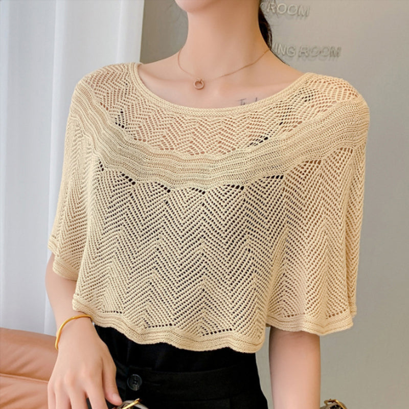 Damhalsduk i is-silke med stickad kant och UV-skydd – Amira