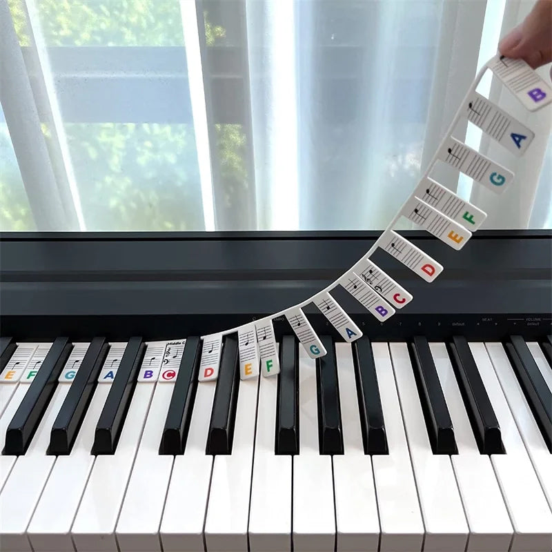 Avtagbara notetiketter i silikon för 88-tangenters pianon och keyboards