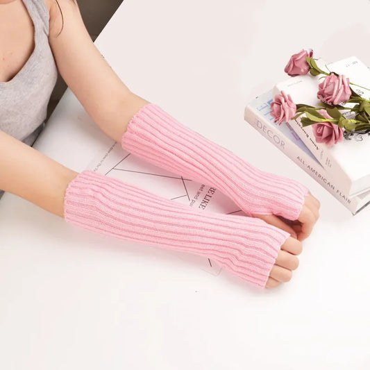 Damen Armstulpen rosa Strick, modisch, warm, Herbst Winter Accessoire, Geschenkidee.