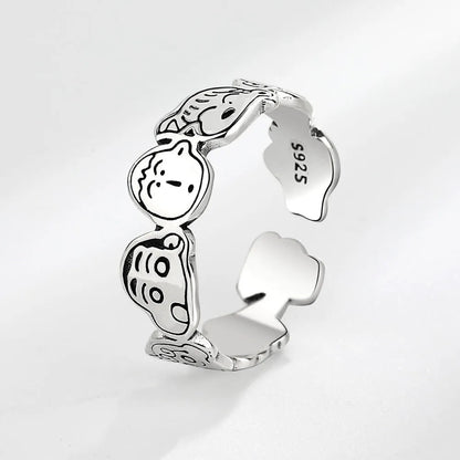 Silberring mit Tiermotiven, 925 Sterling Silber, verstellbar, modisches Accessoire.