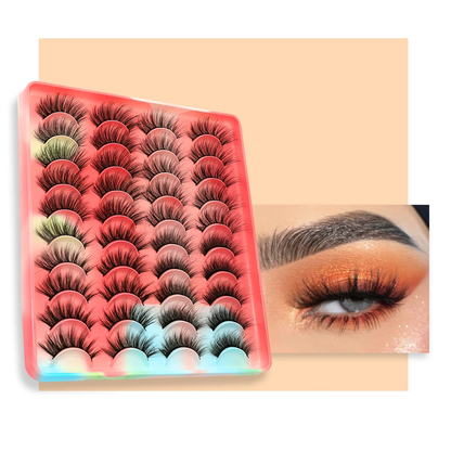 Falsche Wimpern Set, 50 Paar, natürliche und dramatische Styles, schwarz, Make-up Zubehör