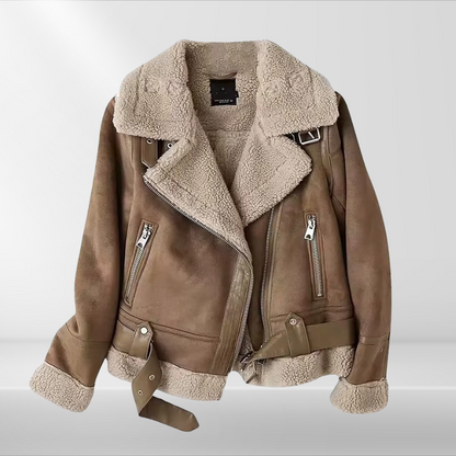 Dam Sherpa-bomberjacka i fleece med dragkedja – Amira