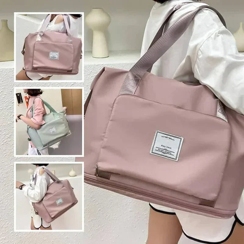 Damen Reisetasche rosa, große Kapazität, wasserdicht, mit Schulterriemen, stilvoll und praktisch.
