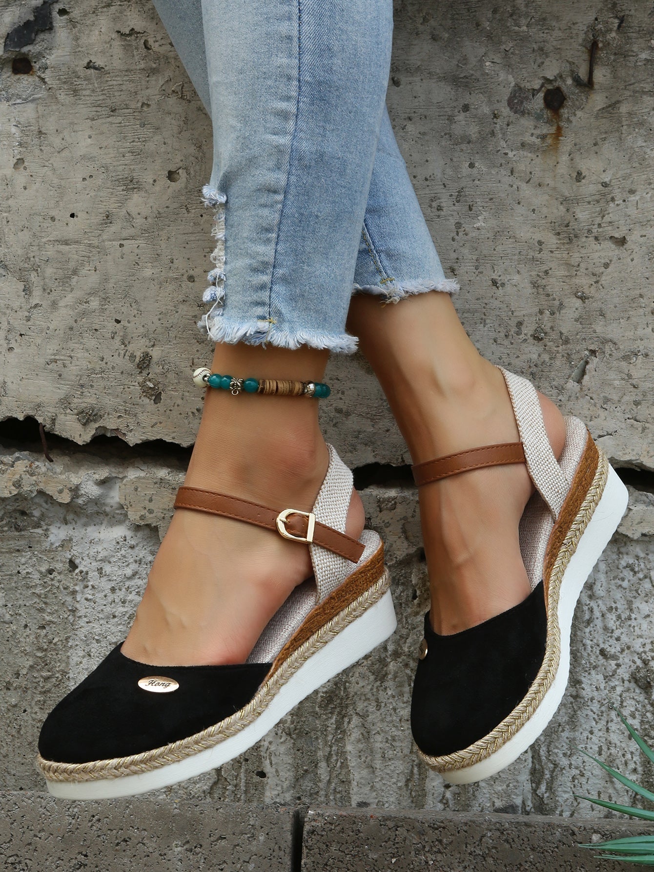 Damen Espadrilles Keilsandalen, schwarz, Wildleder, Plateau, Jeans, Sommermode, lässig, bequem.