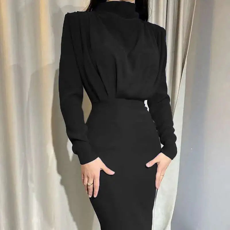 Bodycon midi-klänning med polokrage - Valeria