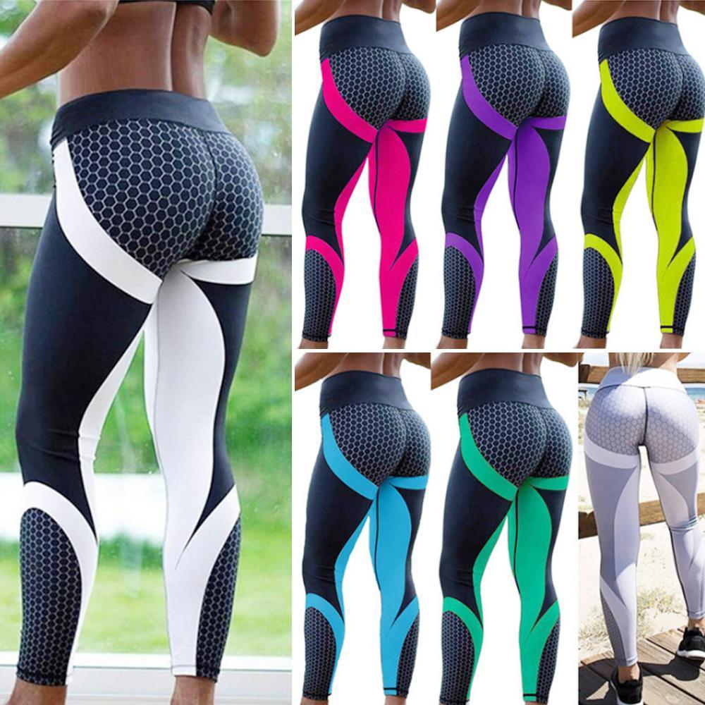 Högmidjade damyoga leggings med geometriskt mönster – Aurora