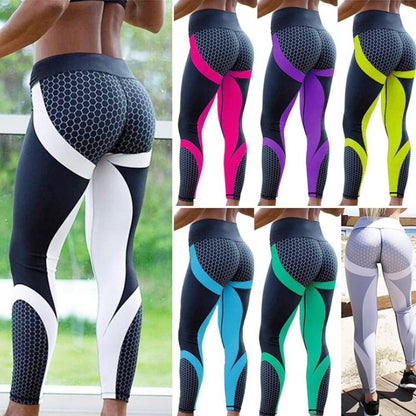 Högmidjade damyoga leggings med geometriskt mönster – Aurora