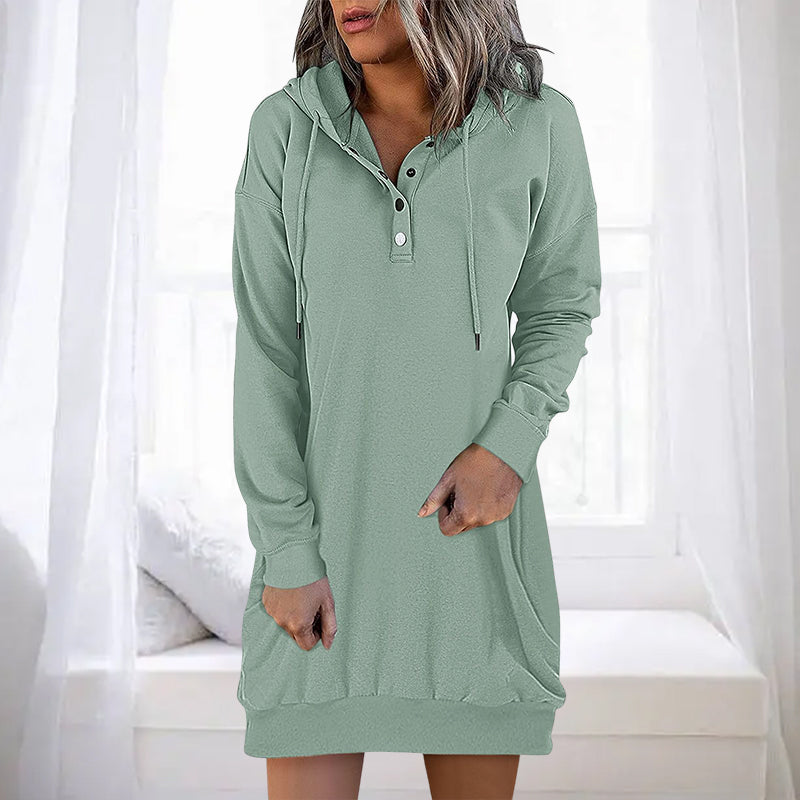 Höstig minimalistisk lång hoodie för dam – Valeria