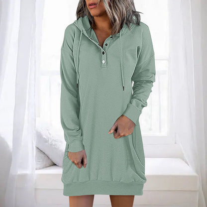 Höstig minimalistisk lång hoodie för dam – Valeria
