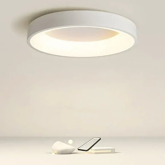 Moderne runde LED-Deckenleuchte, weiß, energiesparend, für Wohnzimmer oder Büro.