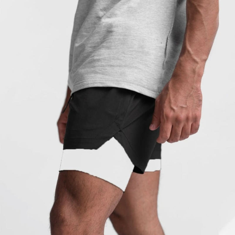 2-i-1 herrsportshorts, andningsbara med innershorts för träning - Noah