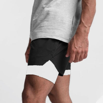 2-i-1 herrsportshorts, andningsbara med innershorts för träning - Noah