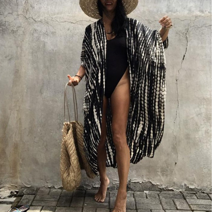 Boho-chiffongstrandblus med kimonoärmar – Ziva