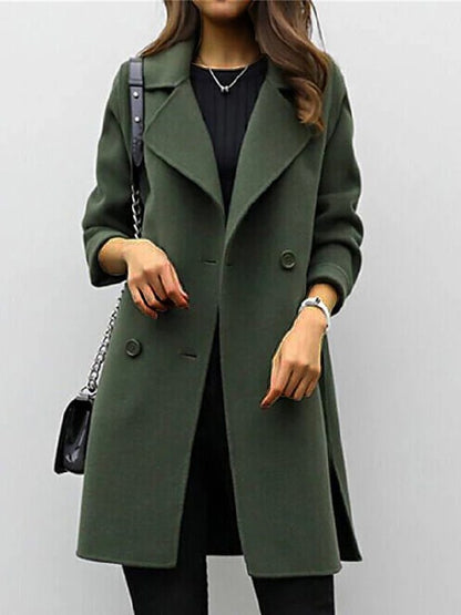 Damkappa i ull, figursydd med hög krage – Aurelia