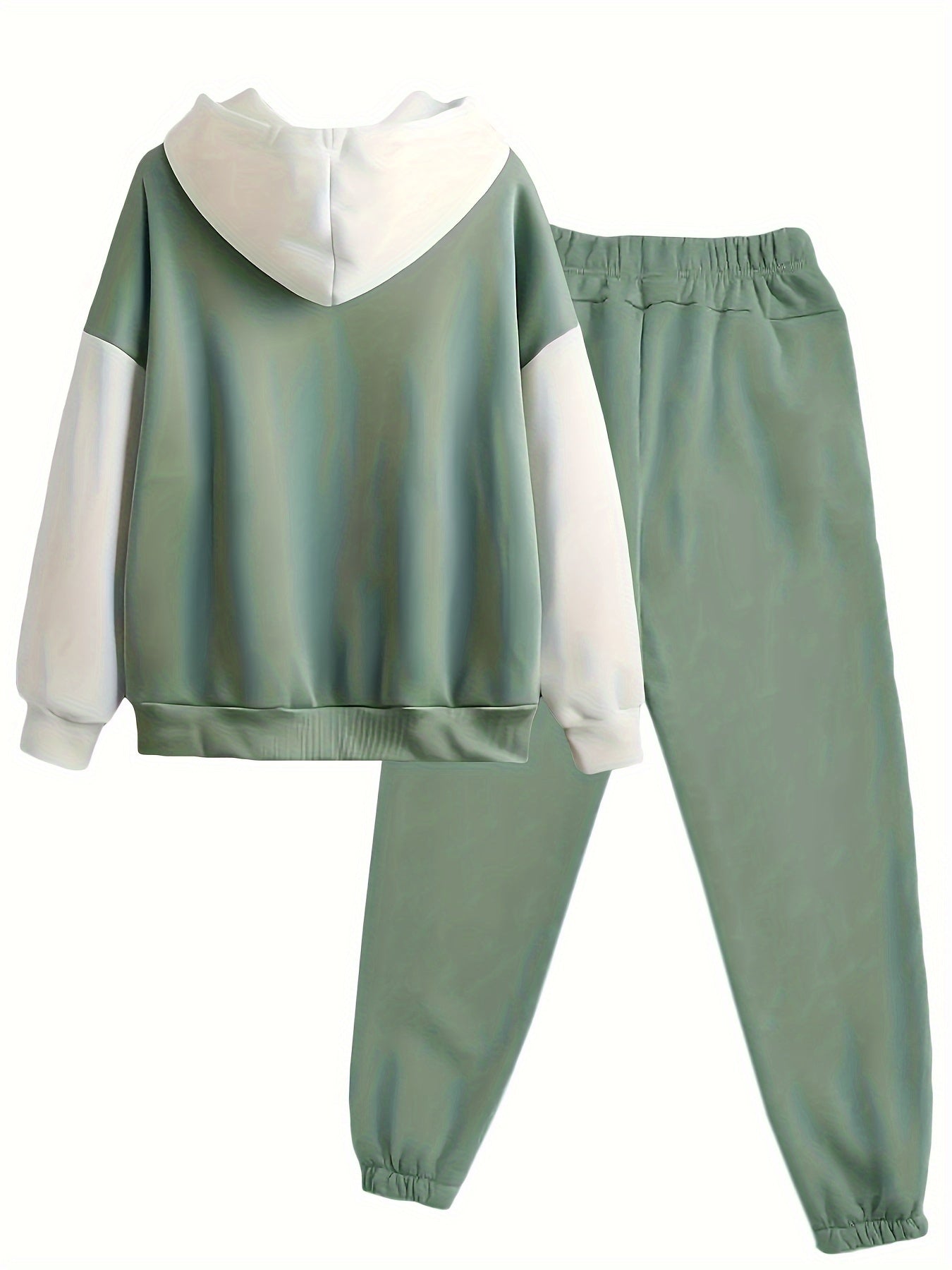 Grüner Kapuzenpullover und Jogginghose Set, Unisex, Freizeitmode, Baumwolle, bequem.