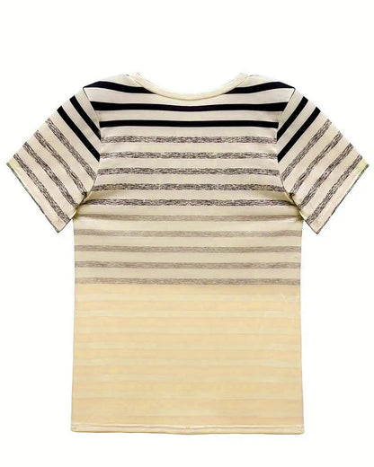 Randig dam T-shirt med rund halsringning och färgövergång – Melia
