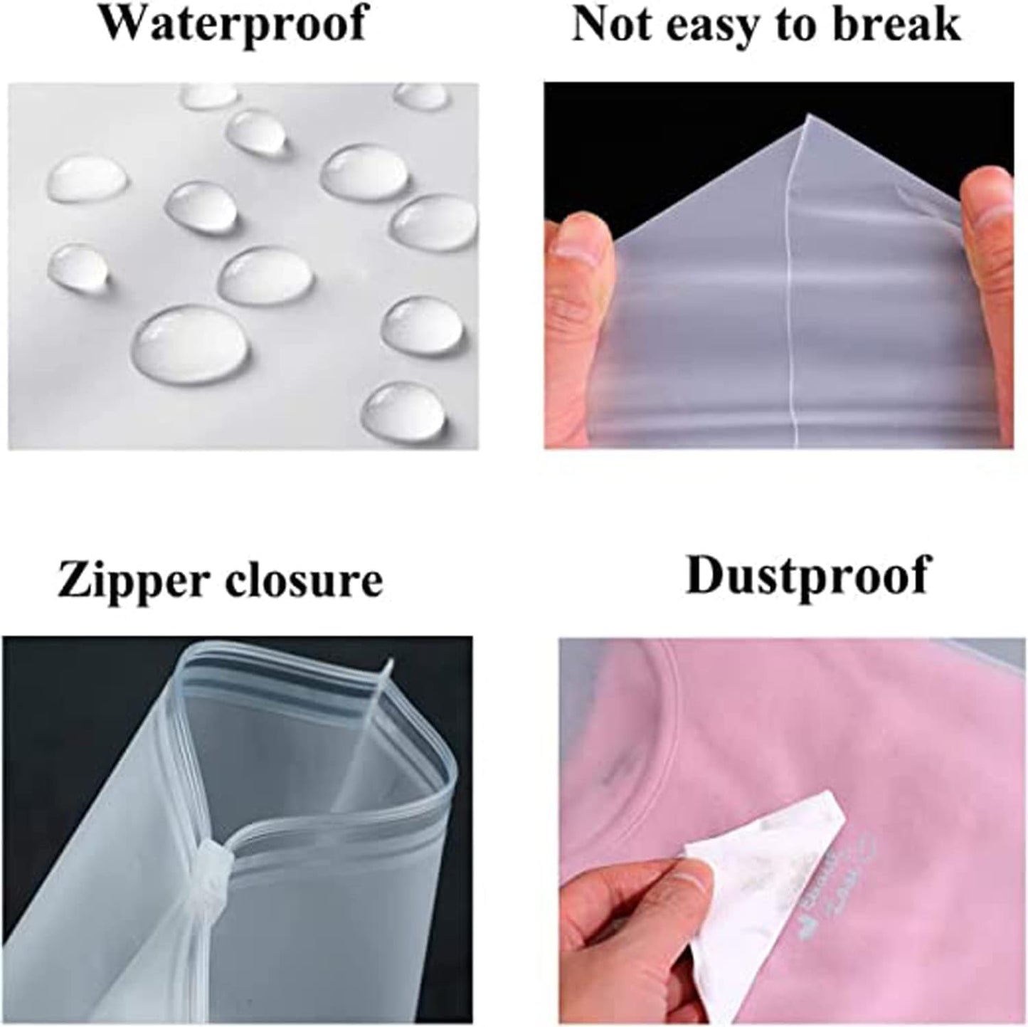 Mångsidiga frostade zip-förvaringspåsar – 20-pack plastöverdrag för kläder (Köp 2 set, få 1 GRATIS)