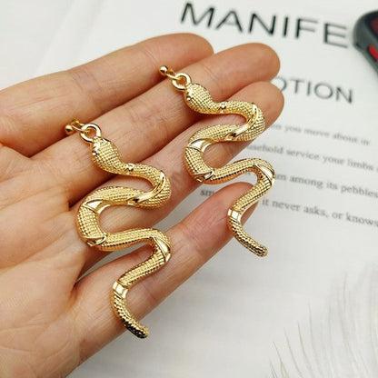 Goldene Schlangen-Ohrringe, Vintage-Stil, hängend, für Damen, modisch, Retro-Design.