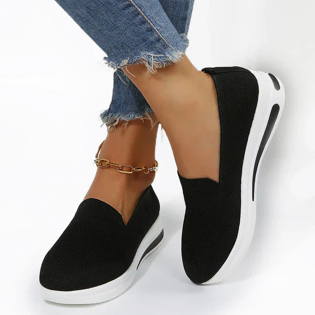 Schwarze Damen-Sneaker, Plattform, Stoff, Designer, Größe 43, modisch, bequem.