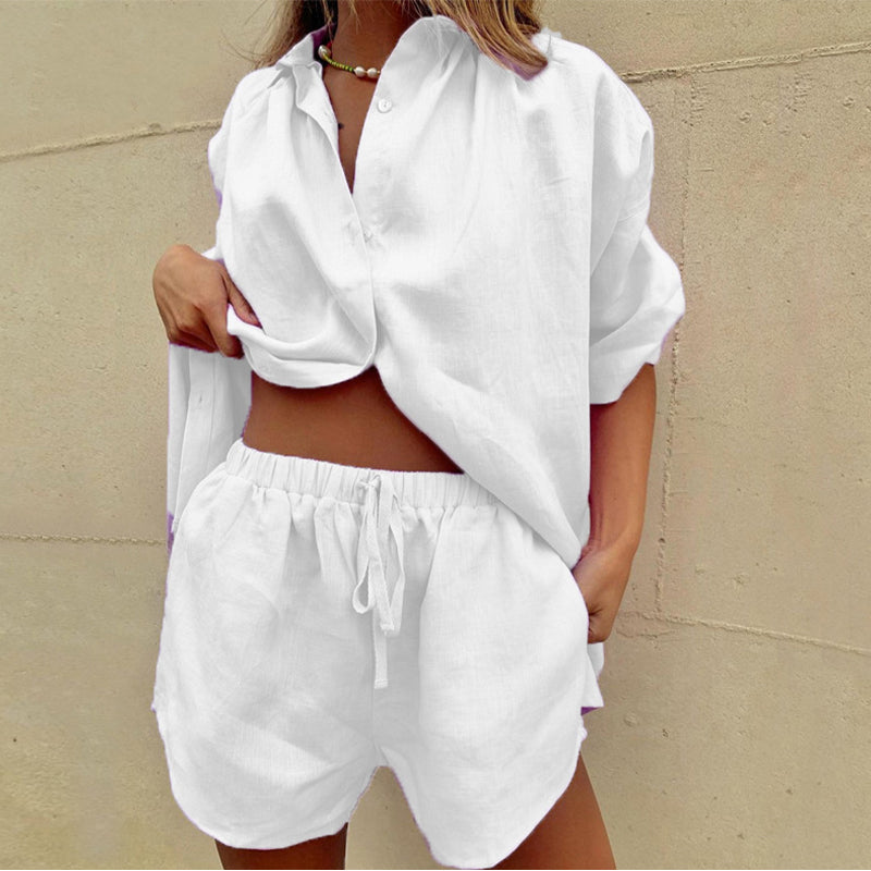 Tvådels sommaroutfit med blus och shorts – Liora