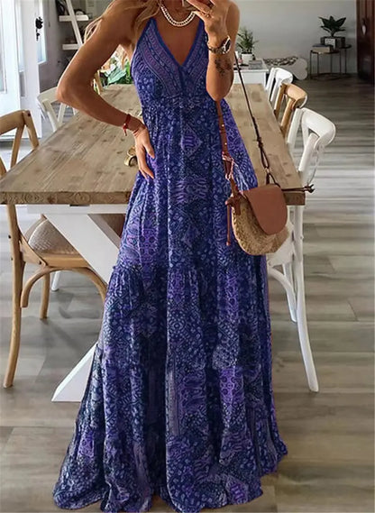 Sommar Boho-maxiklänning med blommönster – Isabella