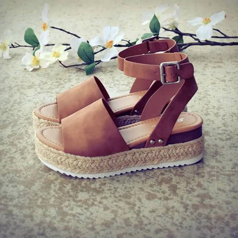 Damskor Plateau-espadriller Sandaler med kilklack och remmar – Livia