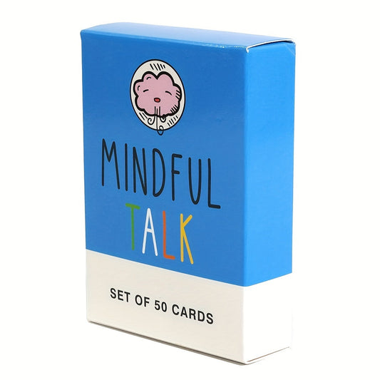 Blaue Mindful Talk Kartenbox, Set mit 50 Karten, Achtsamkeit, Kommunikation, Englisch.