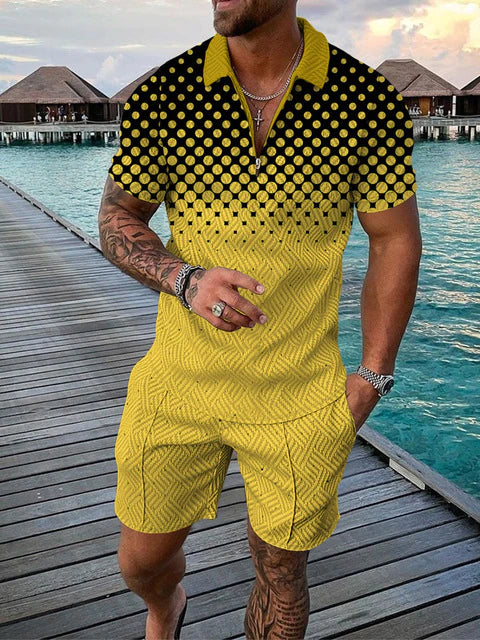 Tvådelat herrsommaroutfit med polo och shorts – Damon