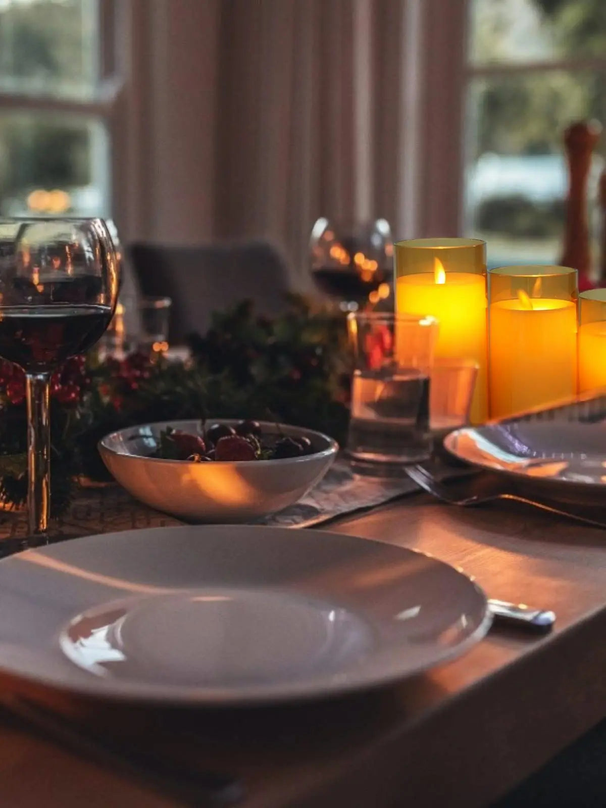 Vlamloze LED-Kerzen, warmweiß, Tischdekoration, Hochzeit, Weihnachten, stimmungsvoll, modern.
