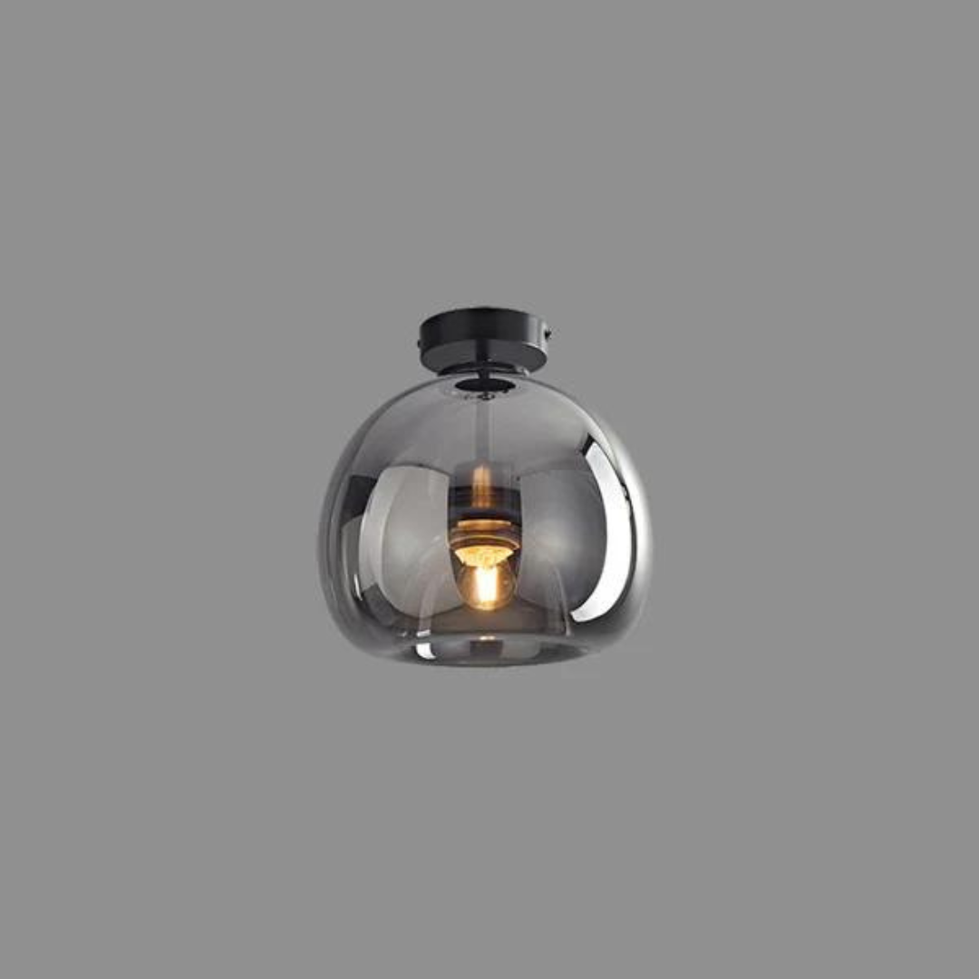 Moderne Deckenleuchte aus Glas, schwarz, rund, für Wohnzimmerbeleuchtung.