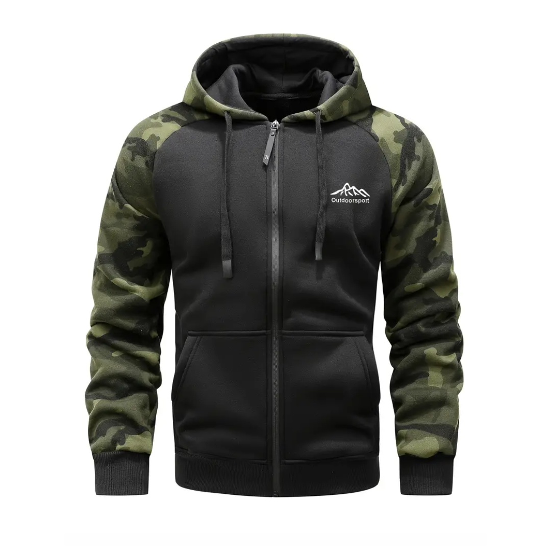 Varm och bekväm herr camo-fleecejacka – Ethan