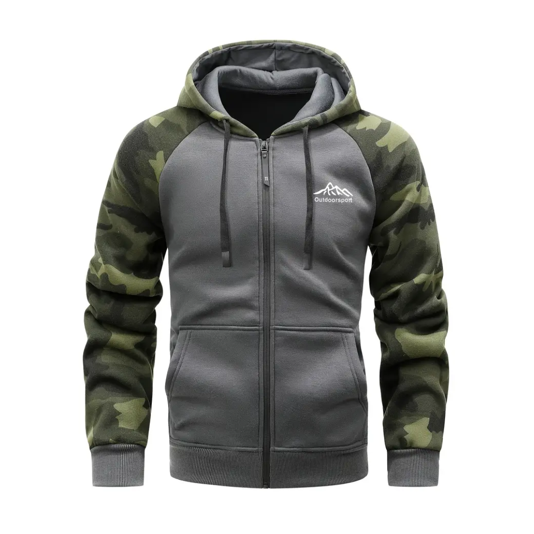 Varm och bekväm herr camo-fleecejacka – Ethan
