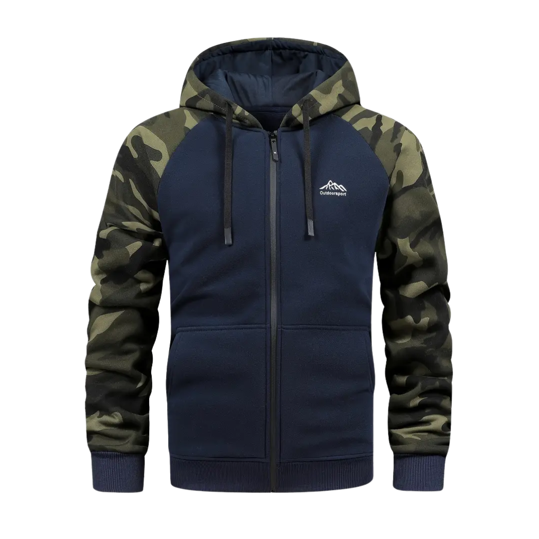 Varm och bekväm herr camo-fleecejacka – Ethan