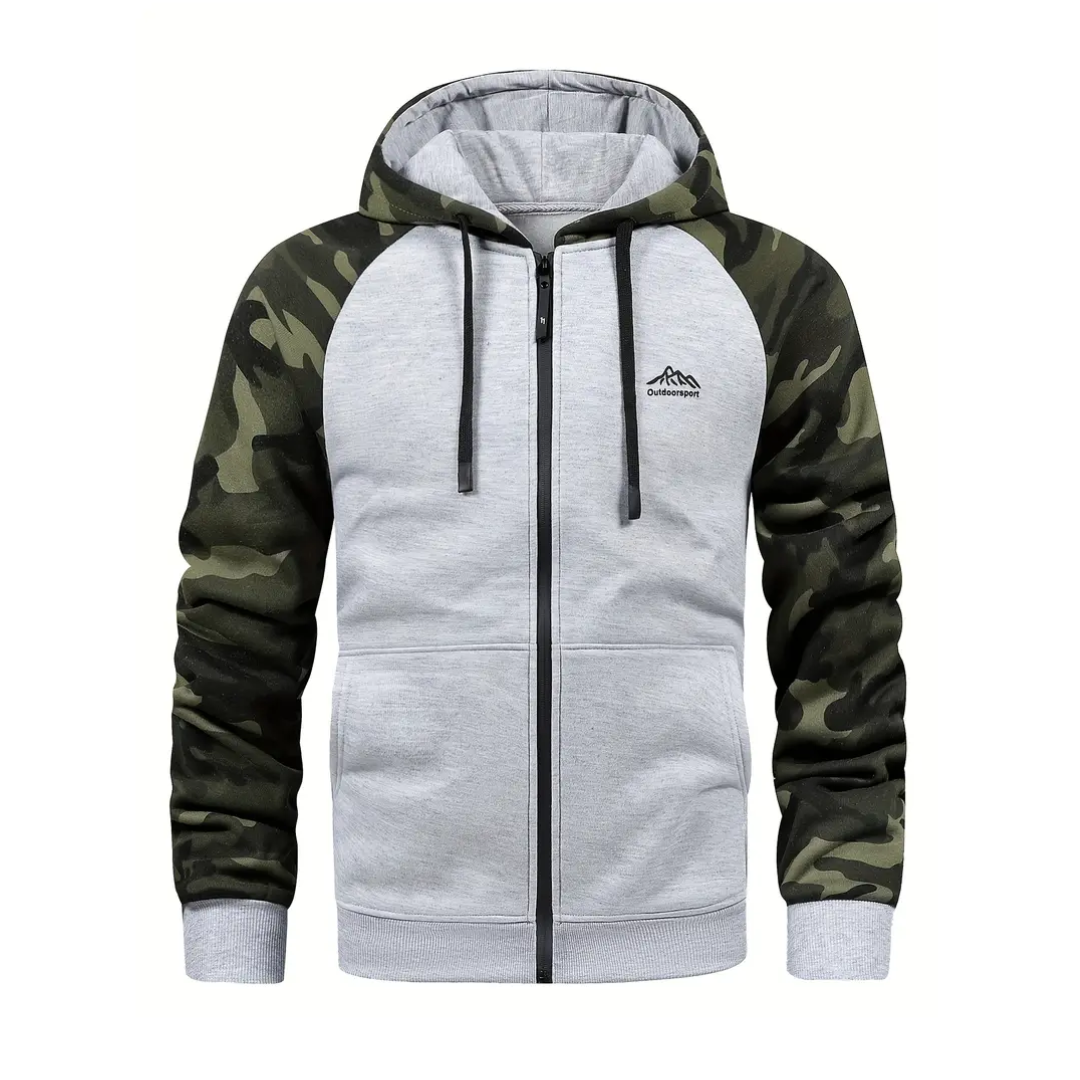Varm och bekväm herr camo-fleecejacka – Ethan