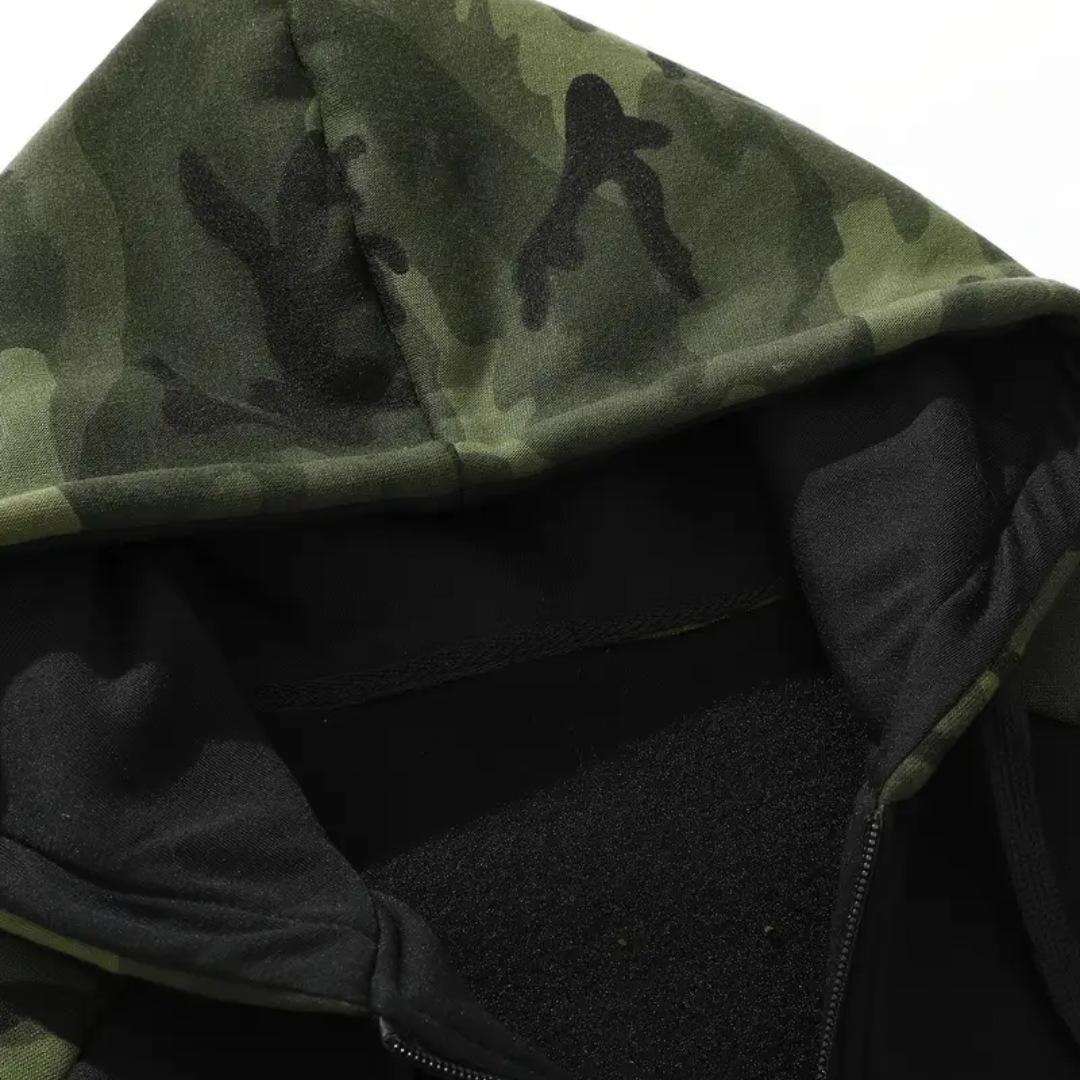 Varm och bekväm herr camo-fleecejacka – Ethan
