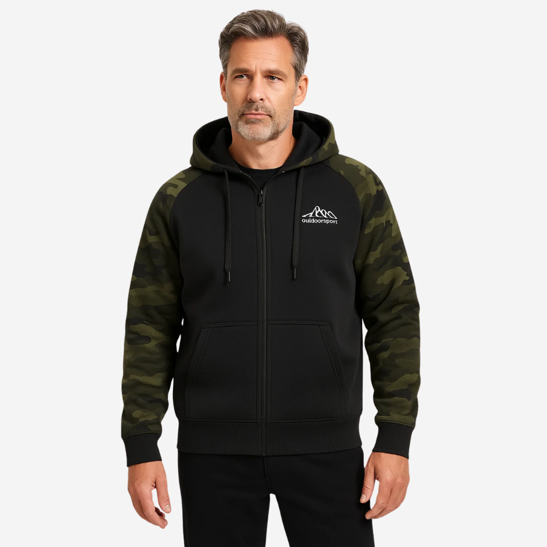 Varm och bekväm herr camo-fleecejacka – Ethan