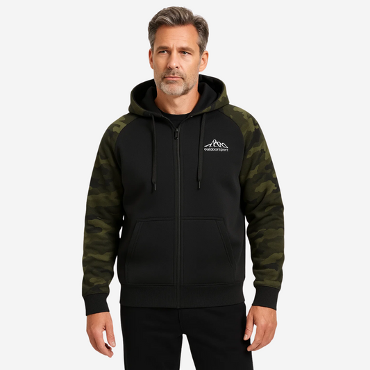 Varm och bekväm herr camo-fleecejacka – Ethan