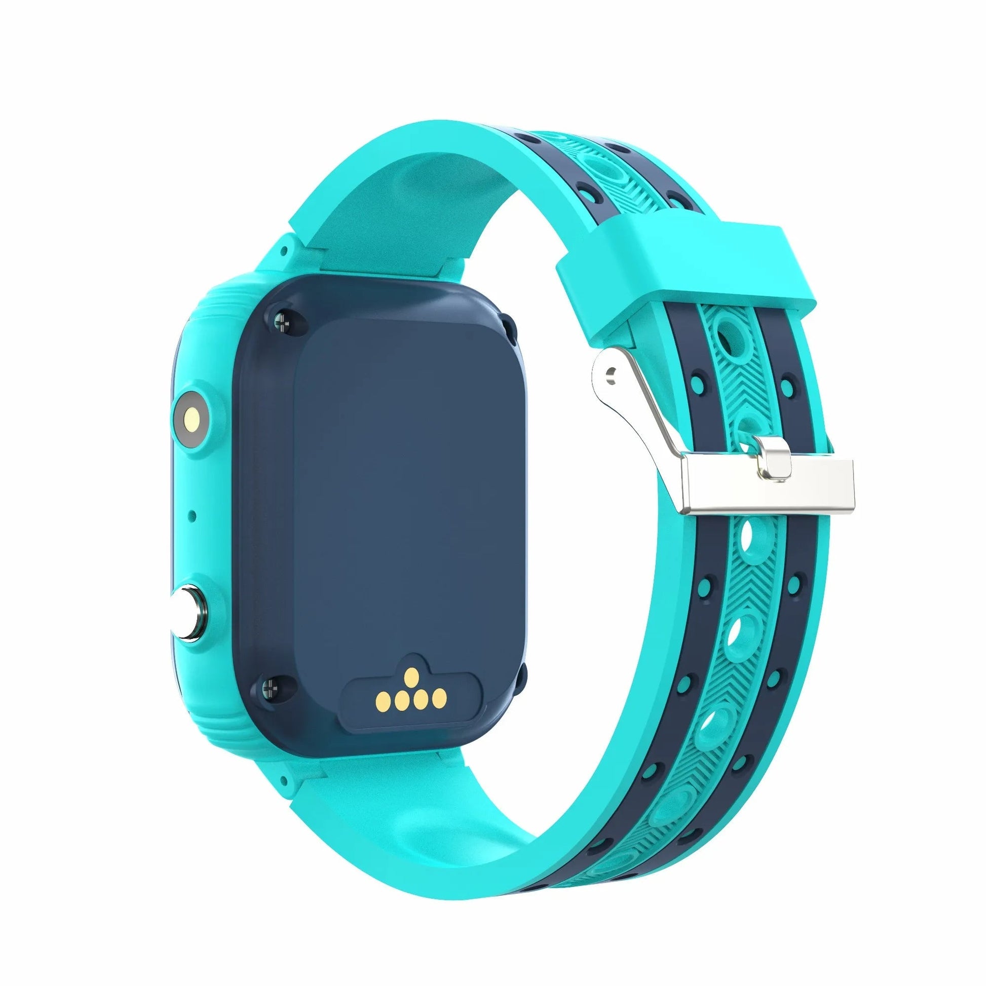 Türkisfarbene Smartwatch mit Silikonarmband, wasserdicht, Fitness-Tracker, Kinderuhr.