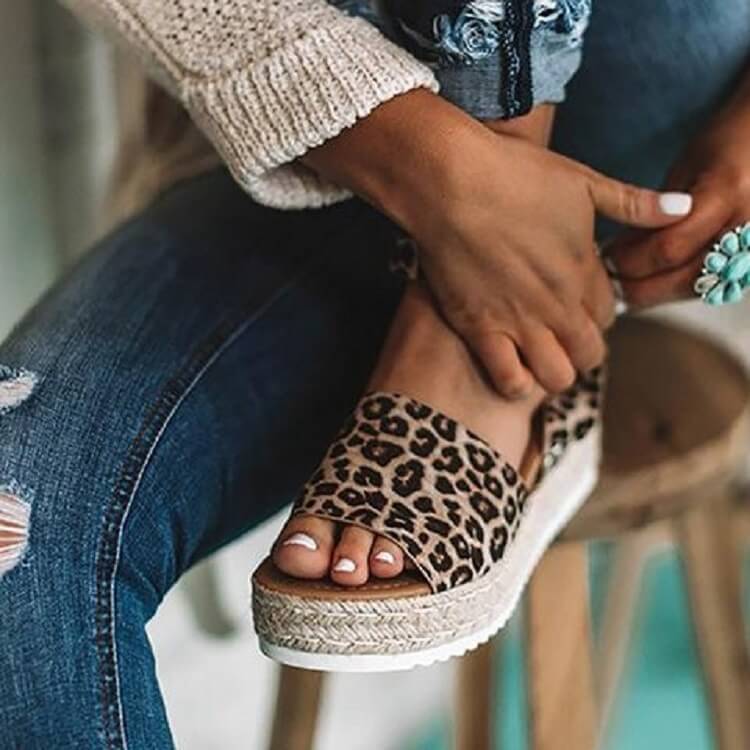 Damskor Plateau-espadriller Sandaler med kilklack och remmar – Livia