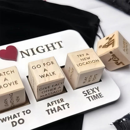 Holzwürfel-Spiel für Paare, romantische Ideen, Date-Night, Geschenk, beige, Textgravur