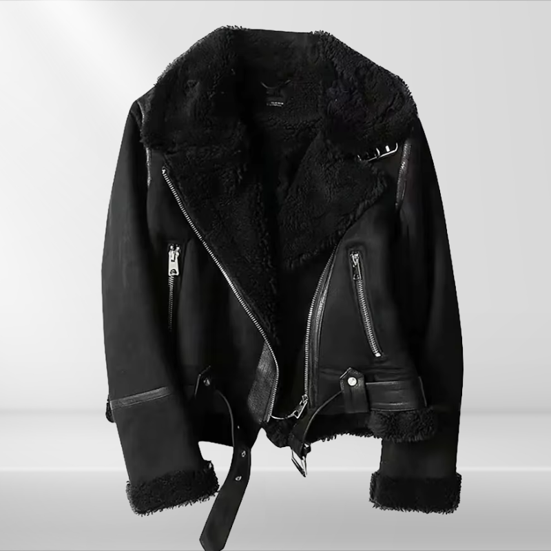 Dam Sherpa-bomberjacka i fleece med dragkedja – Amira