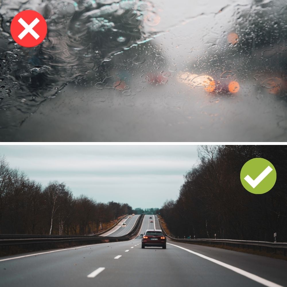 Vattenavvisande beläggning för bilens framruta - Rainexel