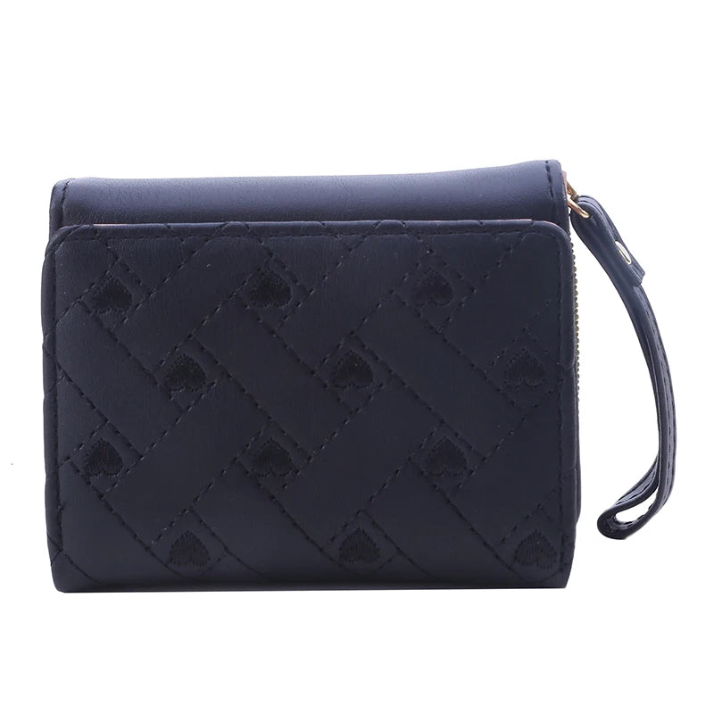Schwarze Damen-Geldbörse aus Leder mit Reißverschluss, elegantes Design, kompakt und stilvoll.