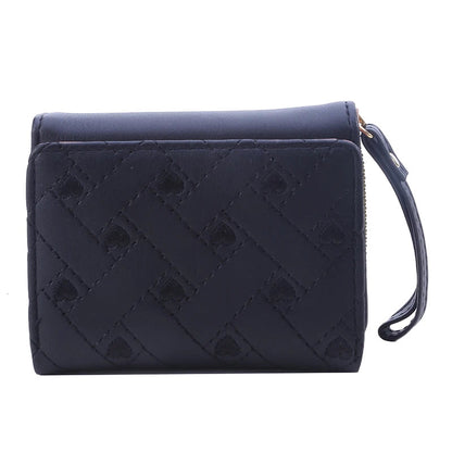 Schwarze Damen-Geldbörse aus Leder mit Reißverschluss, elegantes Design, kompakt und stilvoll.