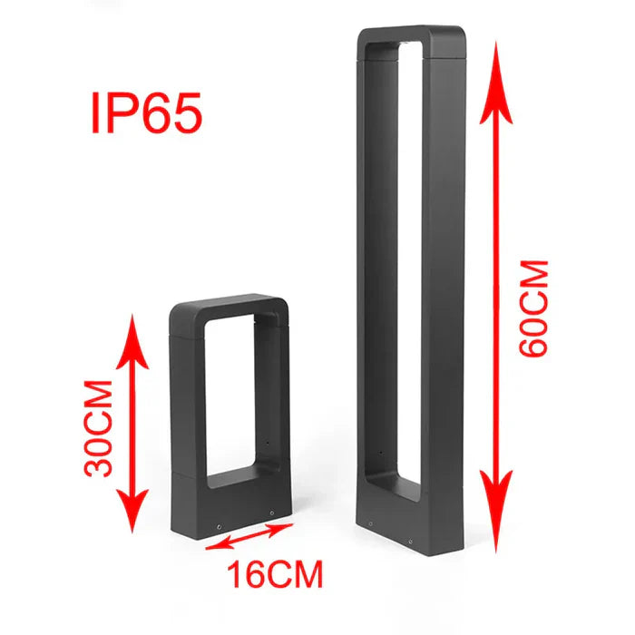 Schwarze IP65 LED-Außenleuchte, 30cm und 60cm, wetterfest, modern, energiesparend.