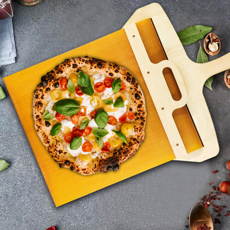 Avtagbar pizzaspade i björk med glidmekanism – Fornello