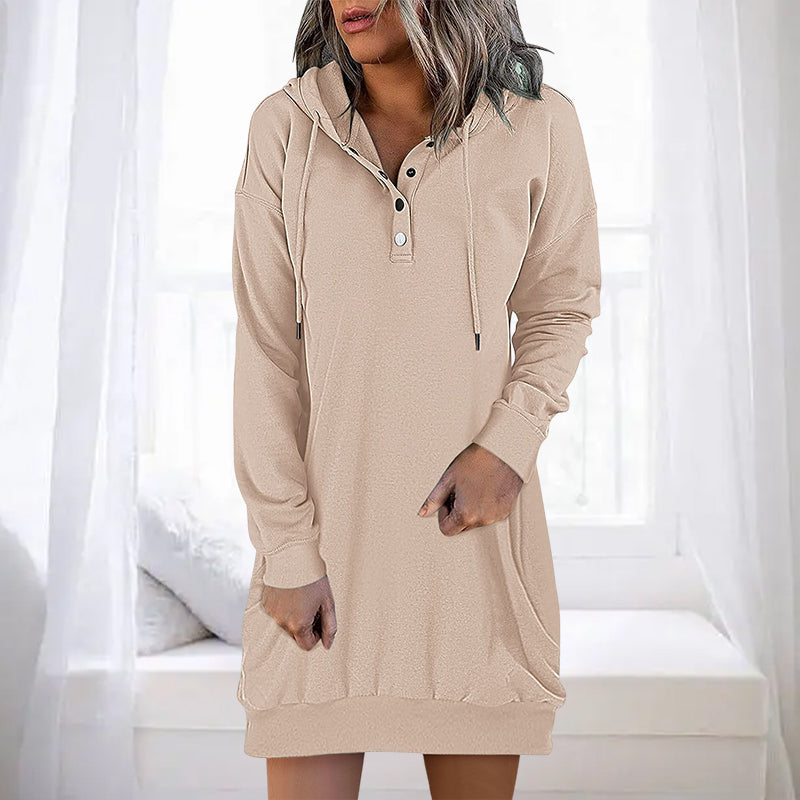 Höstig minimalistisk lång hoodie för dam – Valeria